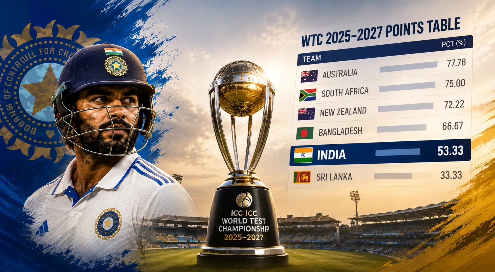 WTC 2025–2027 Points Table Where Team India Stands After the Sri Lanka Tour