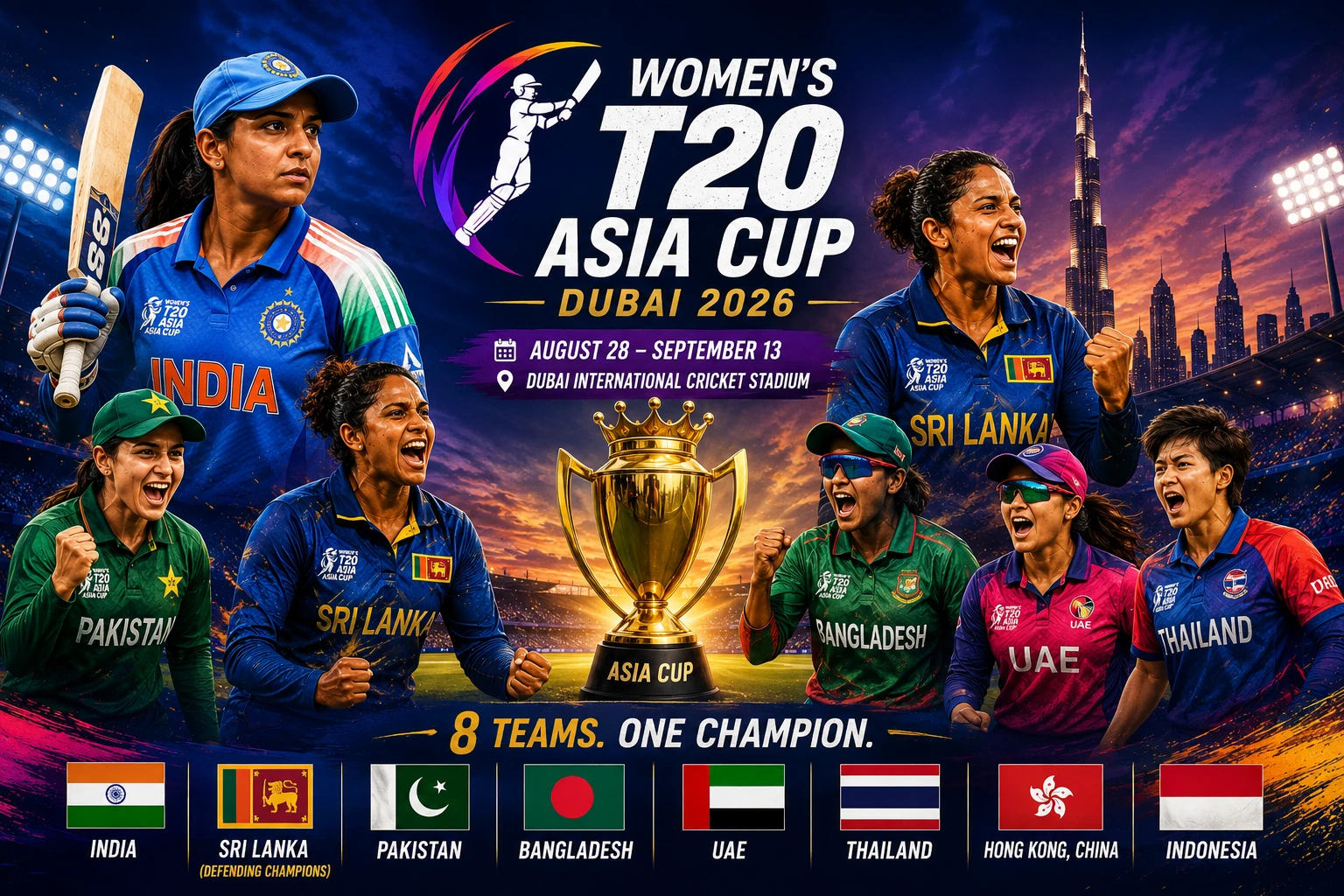 Women's T20 Asia Cup Dubai 2026 Full Schedule, India Squad, and Title Defense Preview