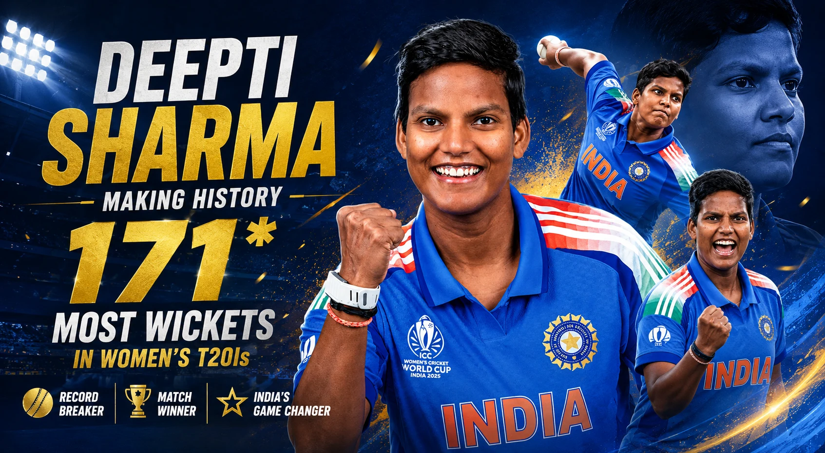 Deepti Sharma Becomes Highest Wicket-Taker in Women’s T20I History as India Crush Thailand by 94 Runs