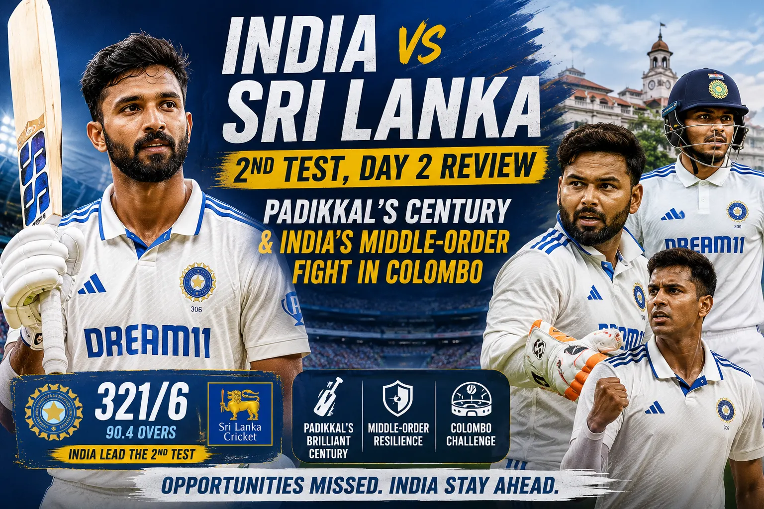 India vs Sri Lanka 2nd Test Day 2 Review Padikkal’s Century & India’s Middle-Order Fight in Colombo